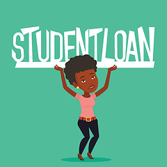 Image showing Woman holding sign of student loan.