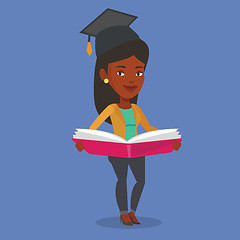 Image showing Graduate with book in hands vector illustration.