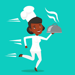 Image showing Running chef cook vector illustration.