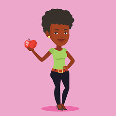 Image showing Young woman holding apple vector illustration.