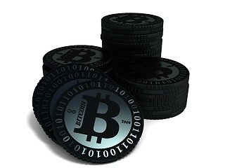 Image showing Stacked bitcoin coins