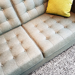 Image showing Gray textile sofa with cushion