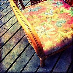 Image showing Vintage armchair with floral design