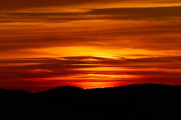 Image showing Sunset Hilly Landscape