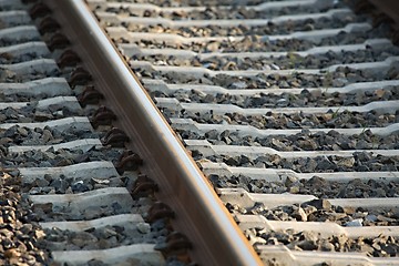 Image showing Railway tracks closeup