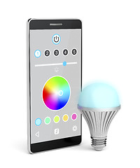 Image showing LED bulb controlled by smartphone  