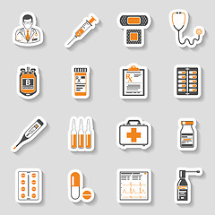 Image showing Medical sticker icons set