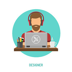 Image showing Designer freelancer working on laptop