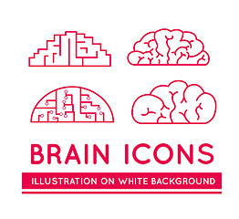 Image showing Icons of brains in different styles.