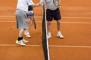 Image showing Tennis players shake hands after the tennis match