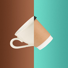 Image showing The collage from images of cups of coffee