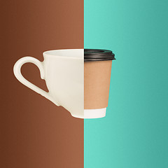 Image showing The collage from images of cups of coffee