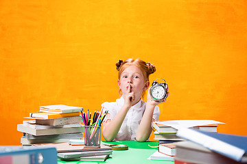 Image showing Teen girl with lot of books