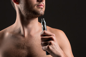 Image showing The face of vaping young man