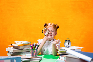 Image showing Teen girl with lot of books