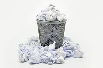 Image showing Garbage bin with paper waste