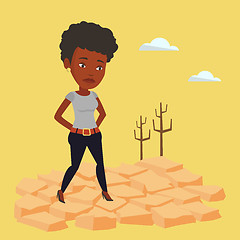 Image showing Sad woman in the desert vector illustration.