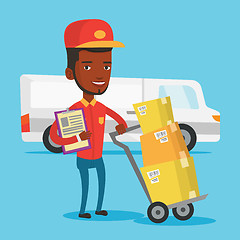 Image showing Delivery courier with cardboard boxes.