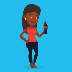 Image showing Young woman drinking soda vector illustration.