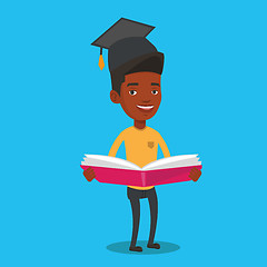 Image showing Graduate with book in hands vector illustration.