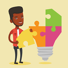 Image showing Student with lightbulb vector illustration.