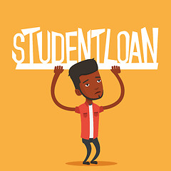 Image showing Young man holding sign of student loan.