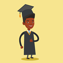 Image showing Graduate giving thumb up vector illustration.