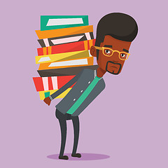 Image showing Student with pile of books vector illustration.