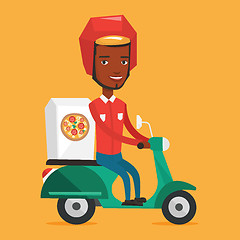 Image showing Man delivering pizza on scooter.