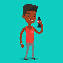 Image showing Young man drinking soda vector illustration.