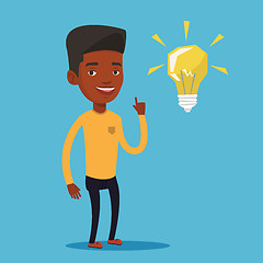 Image showing Student pointing at light bulb vector illustration