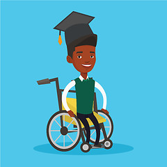 Image showing Graduate sitting in wheelchair vector illustration