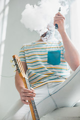 Image showing The face of vaping young man