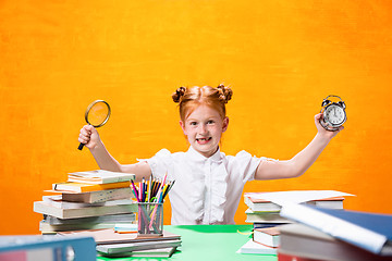 Image showing Teen girl with lot of books