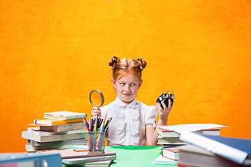 Image showing Teen girl with lot of books