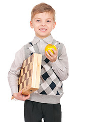 Image showing Little boy with chessboard