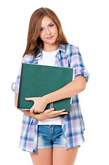 Image showing Teen girl with folders
