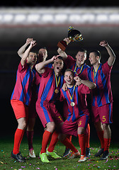 Image showing soccer players celebrating victory