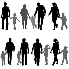 Image showing Set silhouette of happy family on a white background