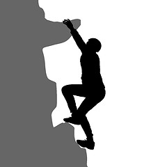 Image showing Black silhouette rock climber on white background