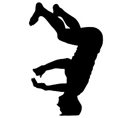 Image showing Black Silhouettes breakdancer on a white background