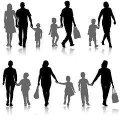 Image showing Set silhouette of happy family on a white background. illustration.