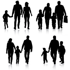 Image showing Set silhouette of happy family on a white background. illustration.