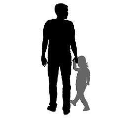 Image showing Silhouette of happy family on a white background