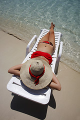 Image showing Woman on the beach