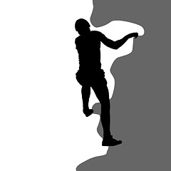 Image showing Black silhouette rock climber on white background