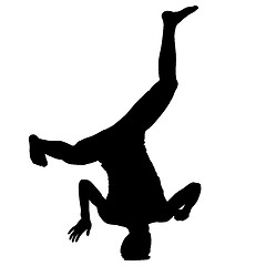 Image showing Black Silhouettes breakdancer on a white background