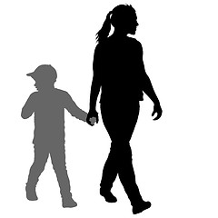 Image showing Silhouette of happy family on a white background