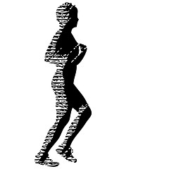 Image showing Black Silhouettes Runners sprint women on white background