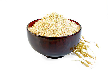 Image showing Flour oat in wooden bowl